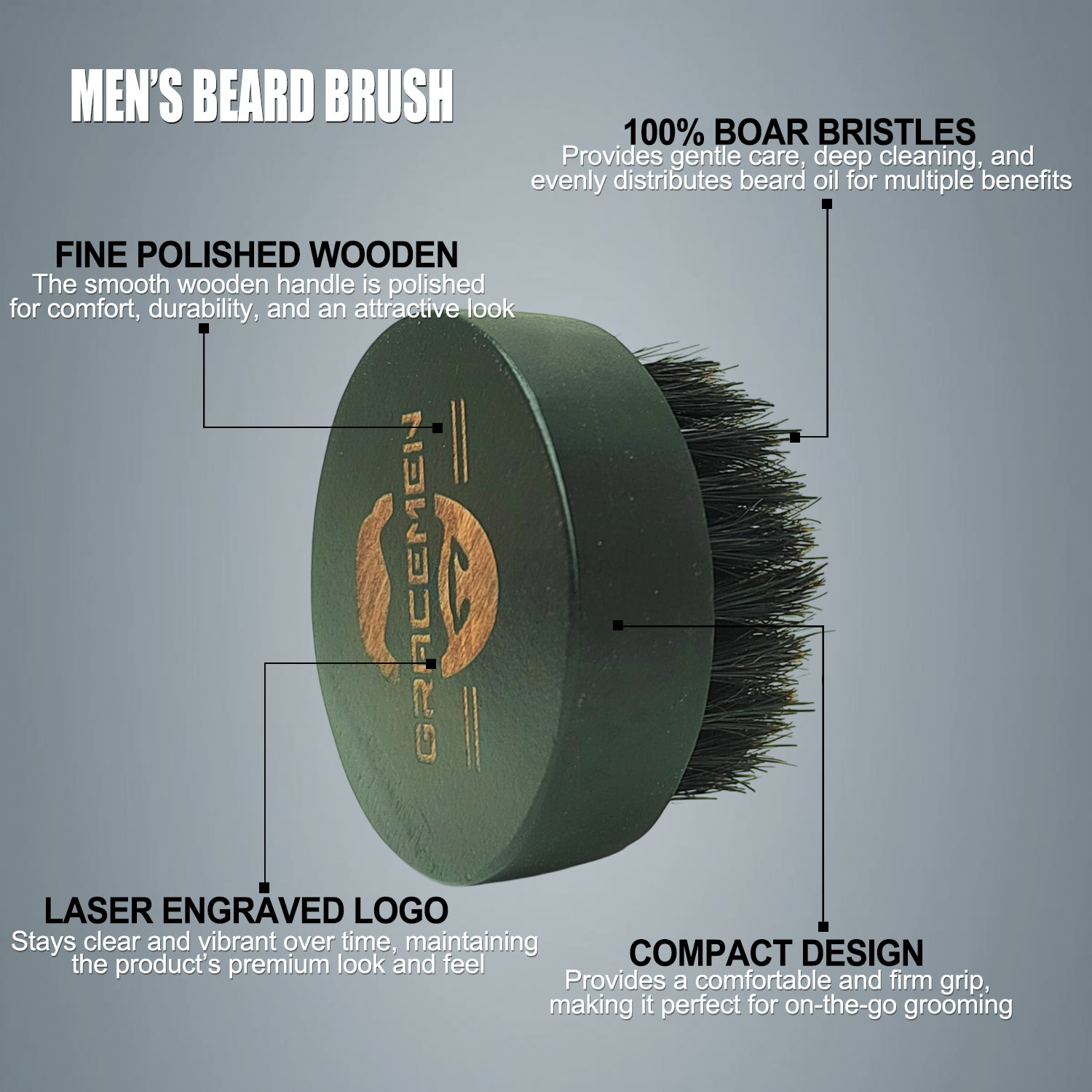 Round Beard Brush for Men – 10 - Men Grooming Hygiene recension och pris