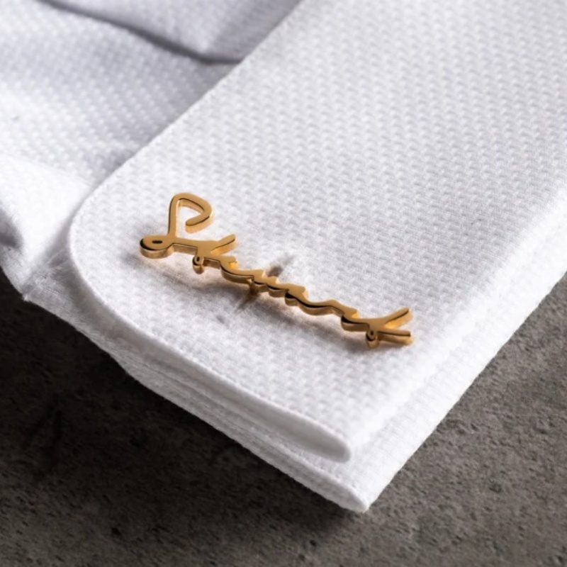 Custom Name Cufflinks 18K Gold - Men'S Groom recension och pris
