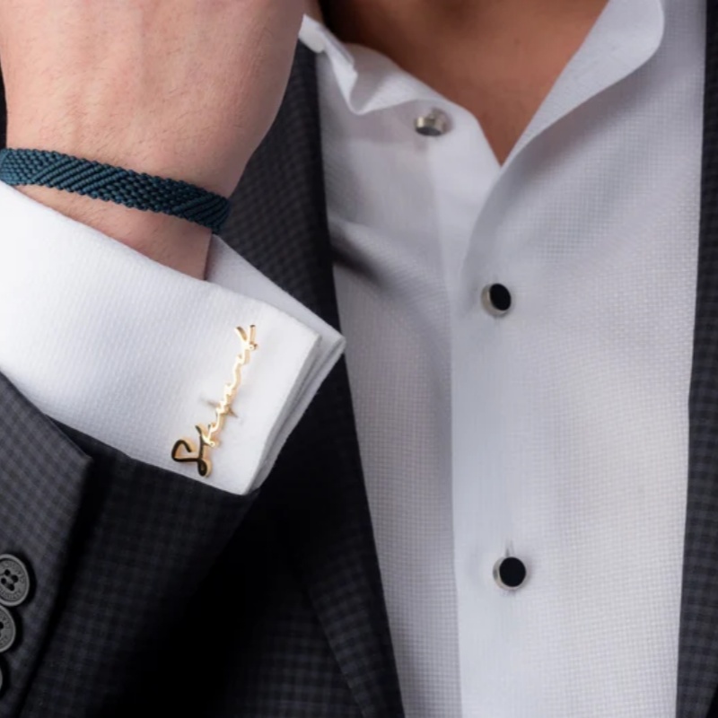 Custom Name Cufflinks 18K Gold - Men'S Groom recension och pris