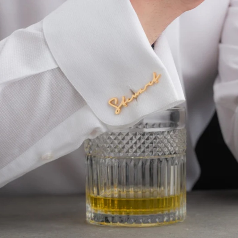 Custom Name Cufflinks 18K Gold - Men'S Groom recension och pris