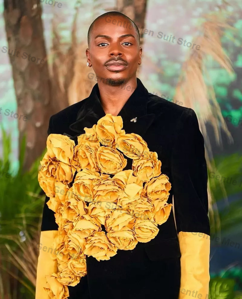Yellow Black Men Suits Set 2 P - Men'S Groom recension och pris